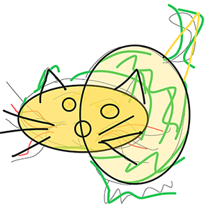 The image depicts an abstract cat as imagined by the author of the post.